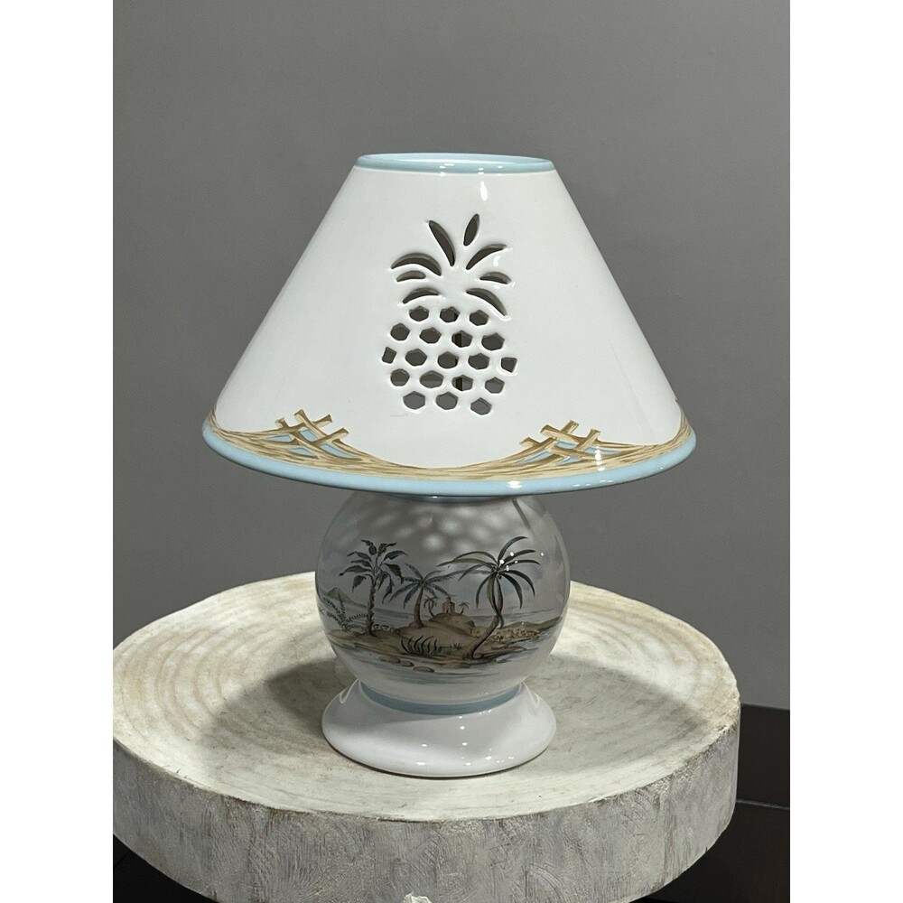 Lenox British Colonial Candle Lamp Chuck Fischer Pierced Pineapple Shade 10"